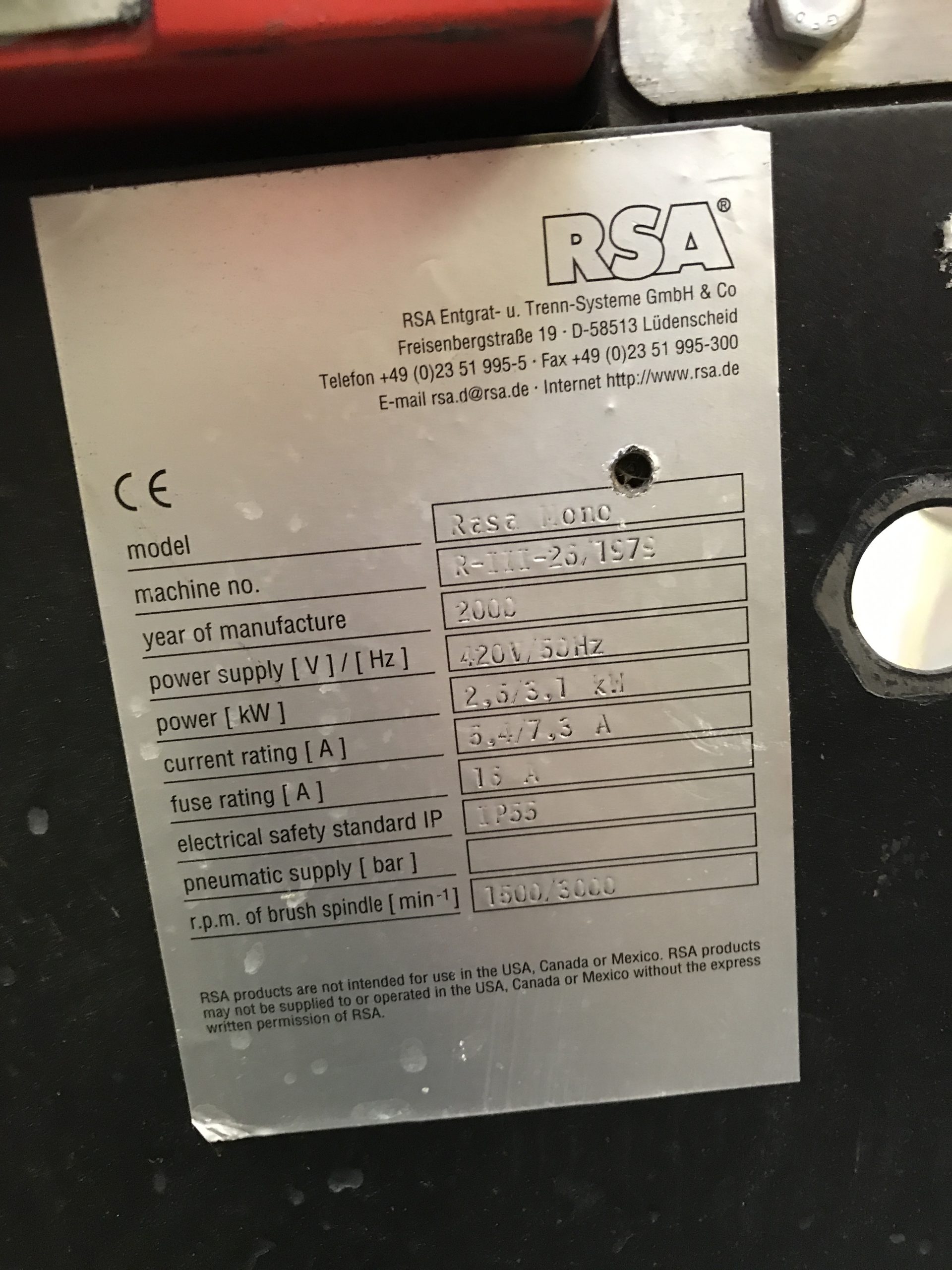 RASA MONO DE-BURRING MACHINE STOCK NUMBER 01603 - Image 2